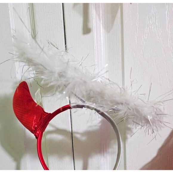 Naughty and Nice Costume Devil Angel Dress Halo Horns Headband Wings Halloween L - Picture 3 of 6